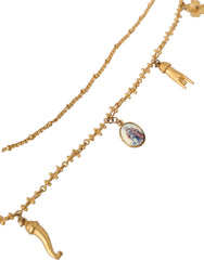 Dolce & Gabbana Gold Tone Chain Brass Charm Statement Sicily Necklace -   -  Dolce & Gabbana.