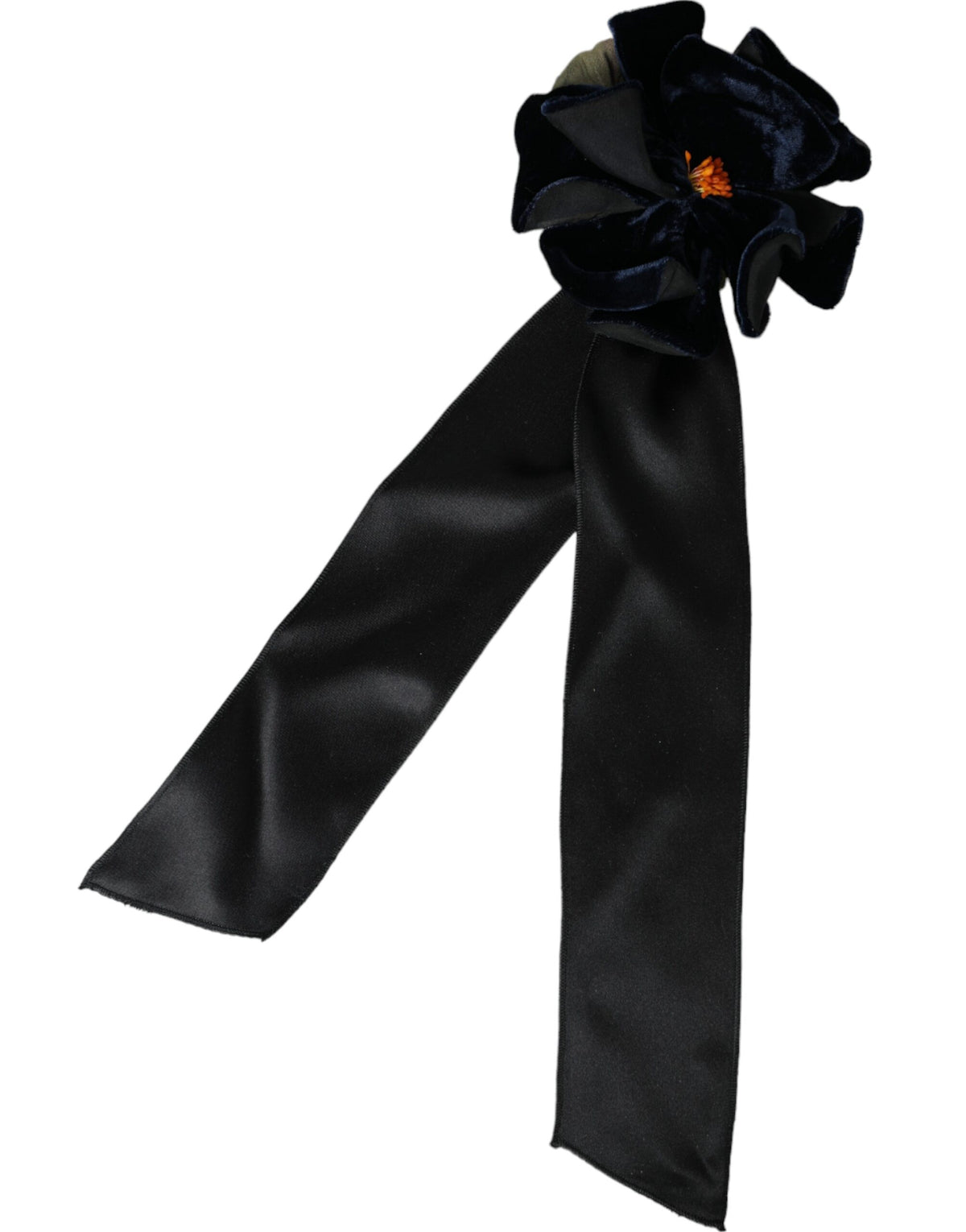 Dolce & Gabbana Black Silk Gold Brass Floral Hair Pin Brooch -   -  Dolce & Gabbana.