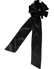 Dolce & Gabbana Black Silk Gold Brass Floral Hair Pin Brooch -   -  Dolce & Gabbana.