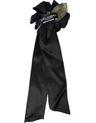 Dolce & Gabbana Black Silk Gold Brass Floral Hair Pin Brooch -   -  Dolce & Gabbana.