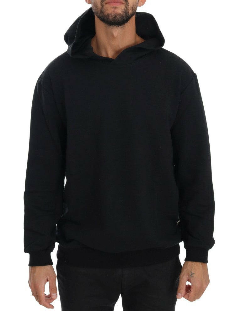 Daniele Alessandrini Black Gym Casual Hooded Cotton Sweater -   -  Daniele Alessandrini.