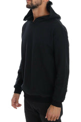 Daniele Alessandrini Black Gym Casual Hooded Cotton Sweater -   -  Daniele Alessandrini.