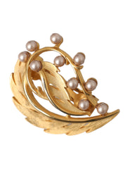 Dolce & Gabbana Gold Brass Leaf Embellished Jewelry Brooch Hair Pin -   -  Dolce & Gabbana.
