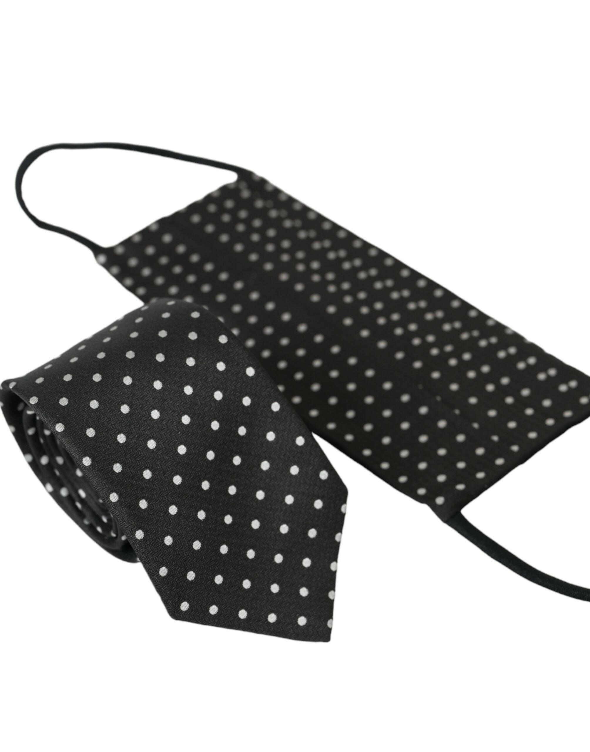 Dolce & Gabbana Black White Polka Dots 100% Silk Necktie Face Mask -  Neckties, Men -  Dolce & Gabbana. Dolce & Gabbana Black White Polka Dots 100% Silk Necktie Face Mask -  Neckties, Men -  Dolce & Gabbana.