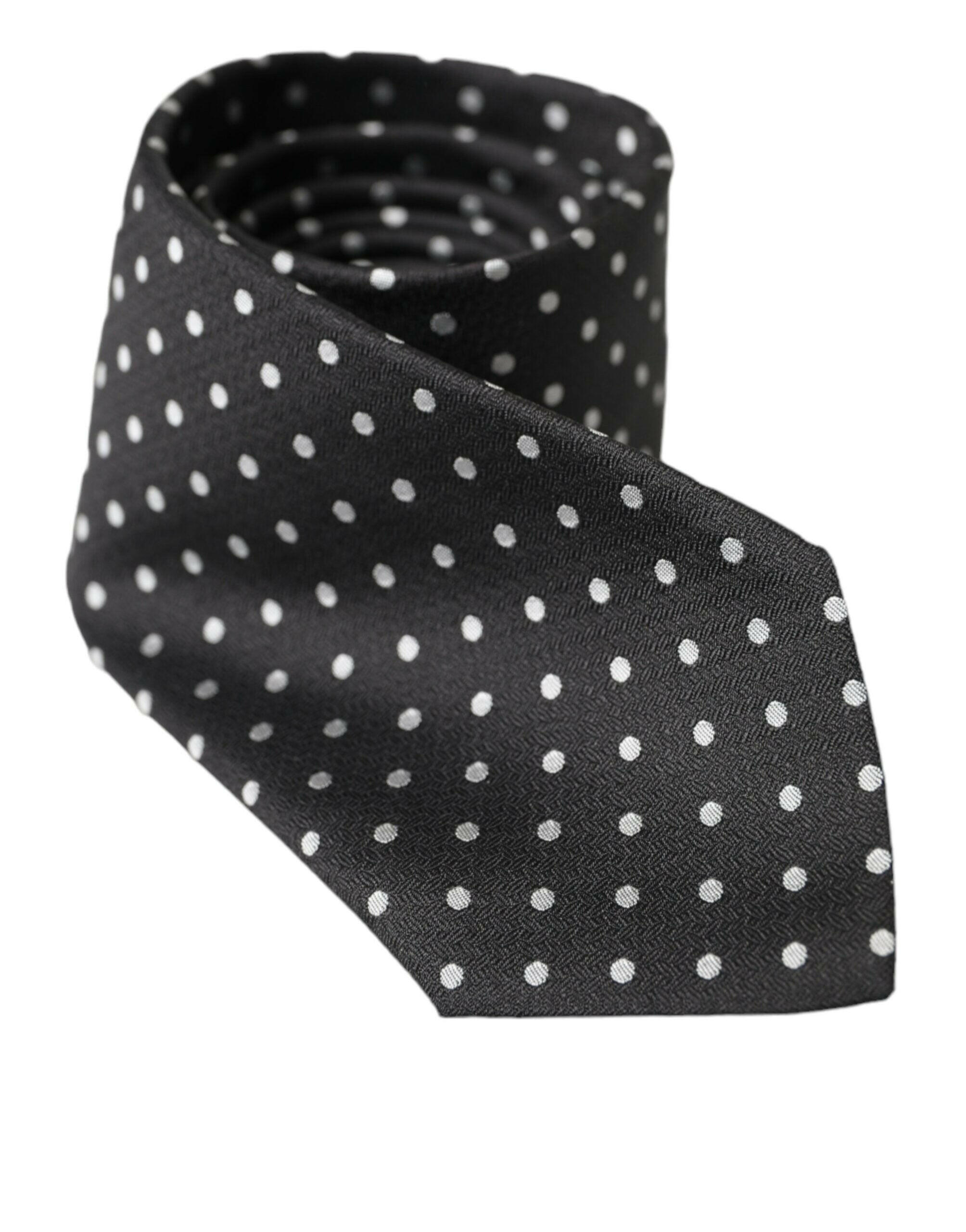 Dolce & Gabbana Black White Polka Dots 100% Silk Necktie Face Mask -  Neckties, Men -  Dolce & Gabbana. Dolce & Gabbana Black White Polka Dots 100% Silk Necktie Face Mask -  Neckties, Men -  Dolce & Gabbana.