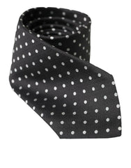 Dolce & Gabbana Black White Polka Dots 100% Silk Necktie Face Mask -  Neckties, Men -  Dolce & Gabbana.