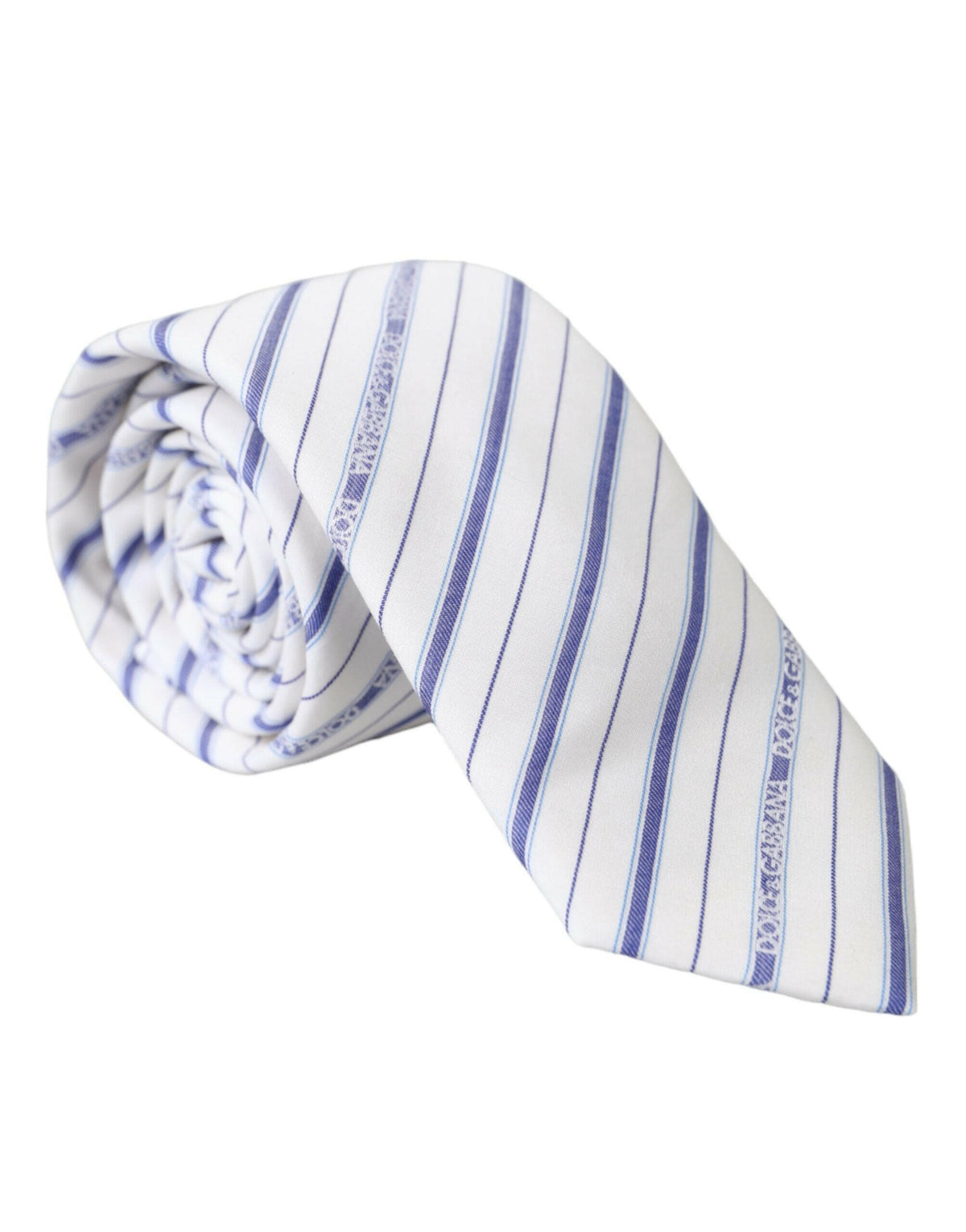 Dolce & Gabbana White Blue Stripes Silk Adjustable Tie -  Neckties, Men -  Dolce & Gabbana.