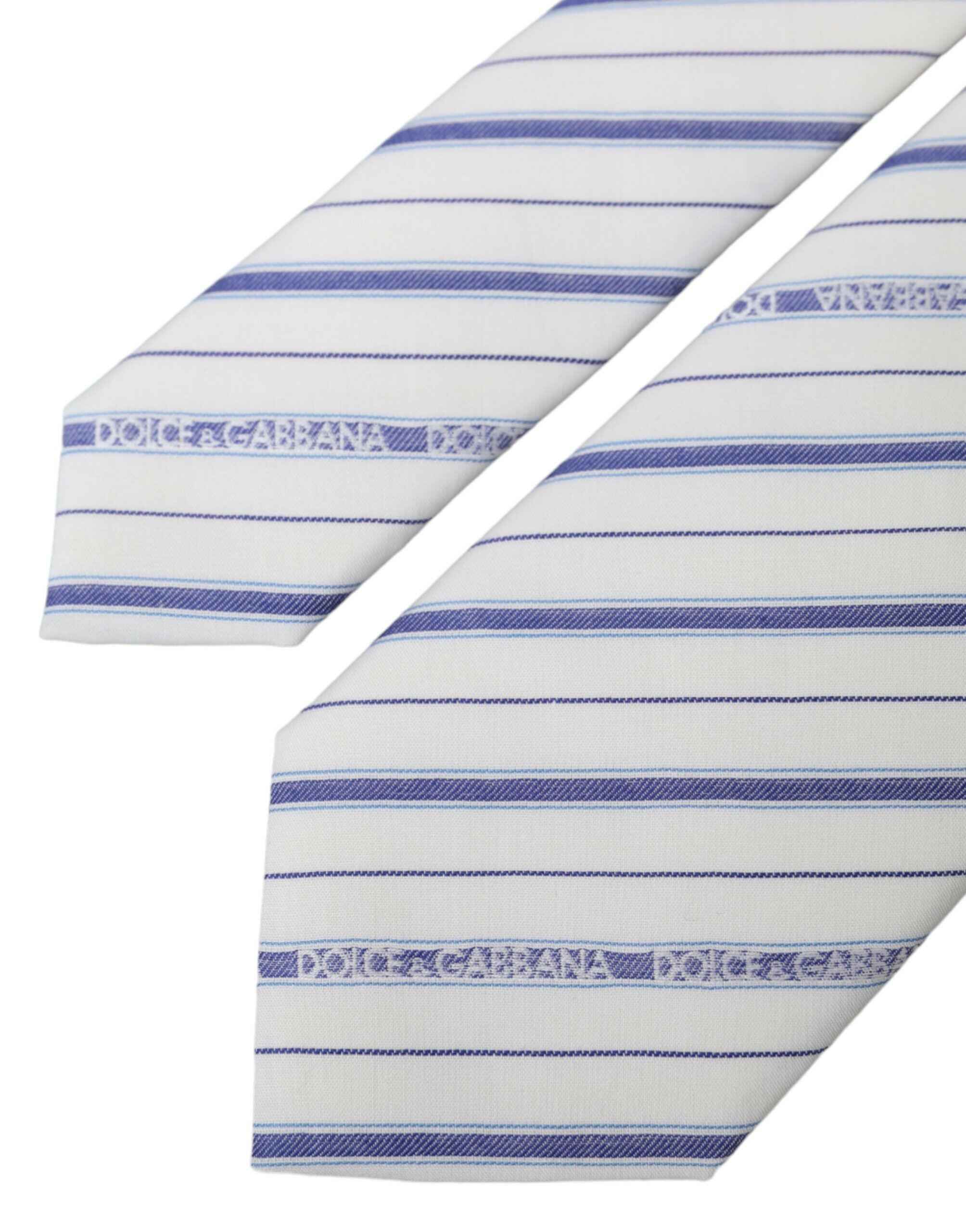 Dolce & Gabbana White Blue Stripes Silk Adjustable Tie -  Neckties, Men -  Dolce & Gabbana. Dolce & Gabbana White Blue Stripes Silk Adjustable Tie -  Neckties, Men -  Dolce & Gabbana.