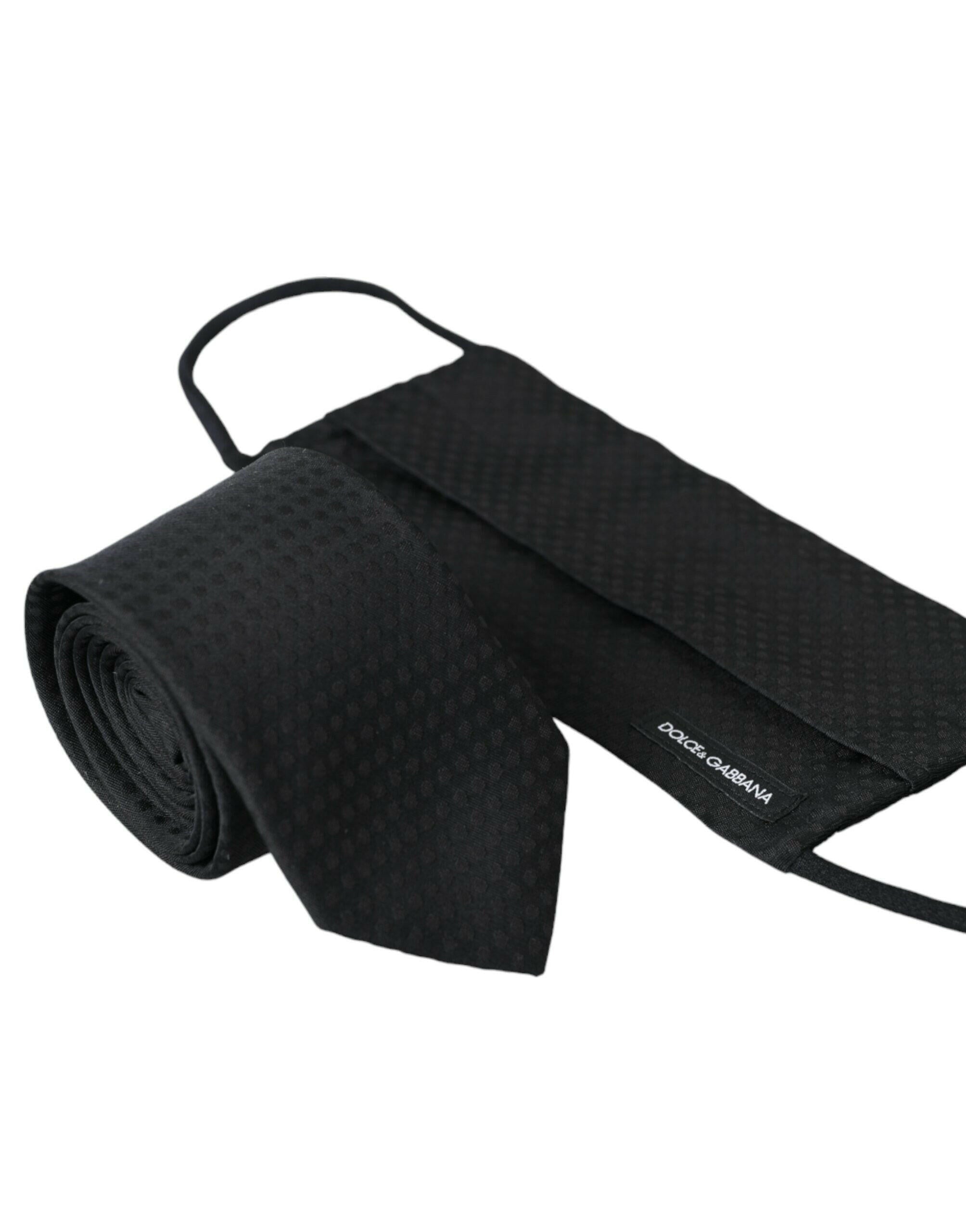 Dolce & Gabbana Black 100% Silk Adjustable Necktie Face Mask -  Neckties, Men -  Dolce & Gabbana.