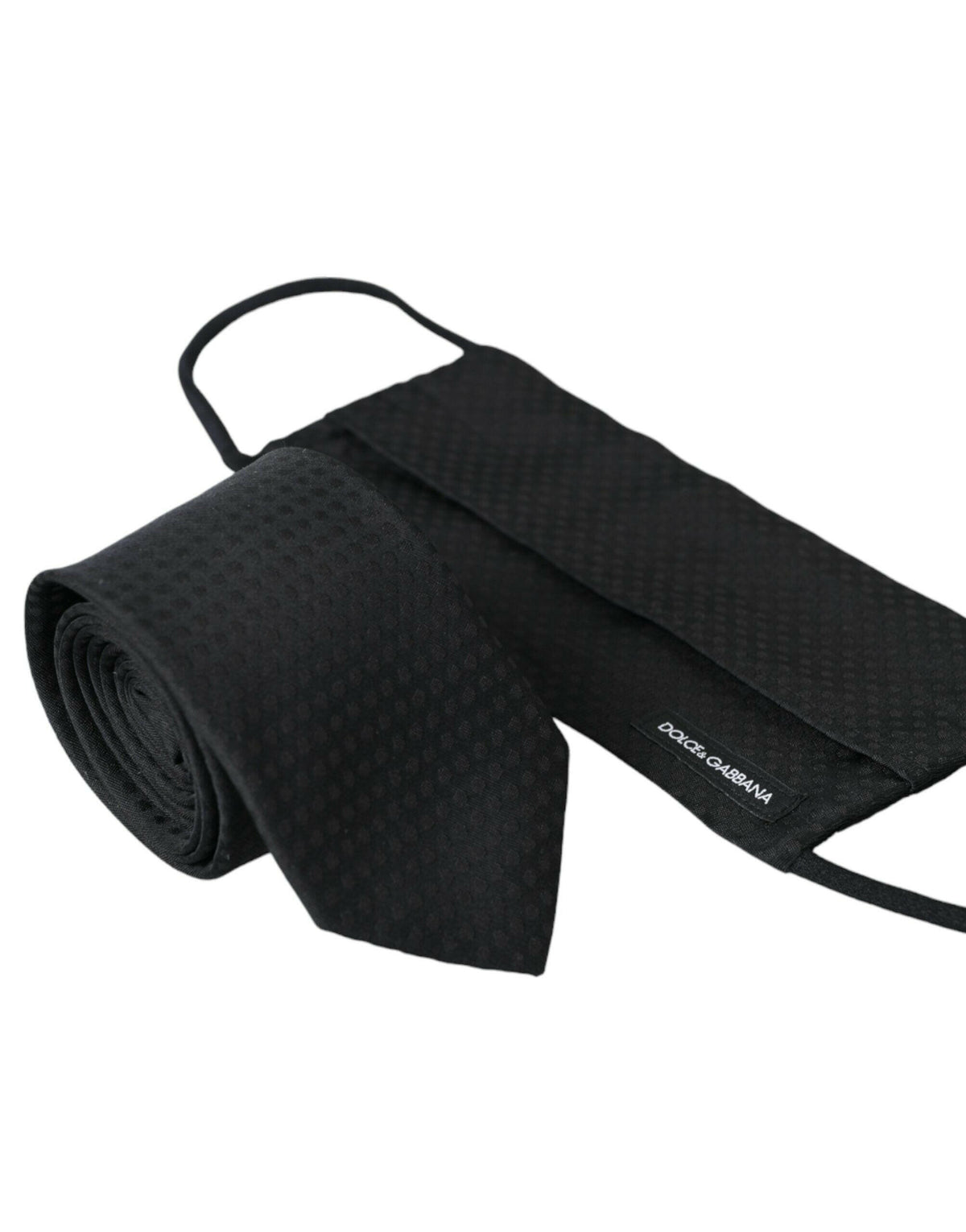 Dolce & Gabbana Black 100% Silk Adjustable Necktie Face Mask -  Neckties, Men -  Dolce & Gabbana.