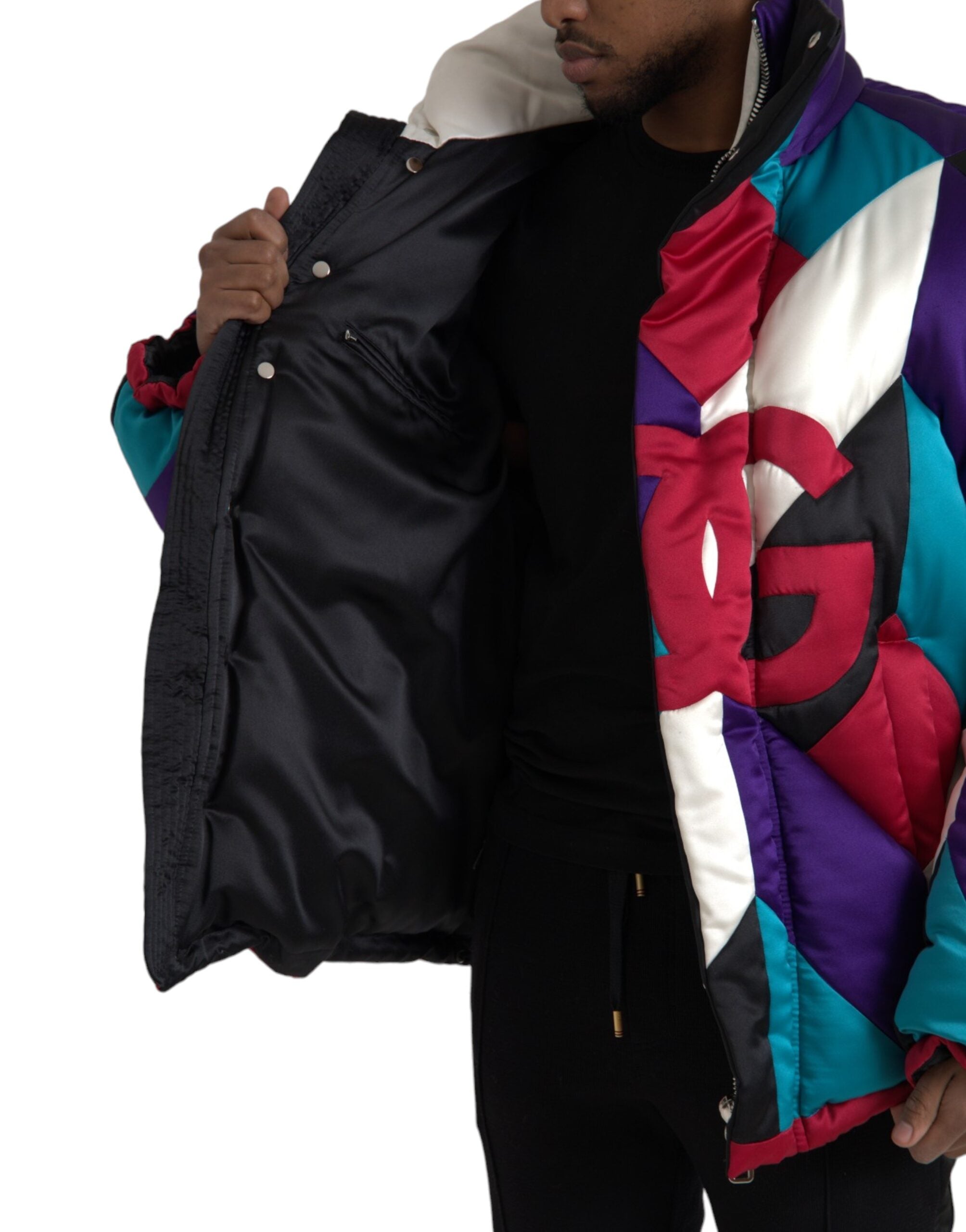 Dolce & Gabbana Multicolor Logo Windbreaker Puffer Jacket -   -  Dolce & Gabbana. Dolce & Gabbana Multicolor Logo Windbreaker Puffer Jacket -   -  Dolce & Gabbana.