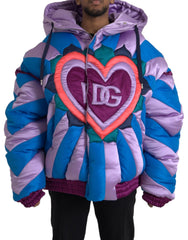 Dolce & Gabbana Multicolor Heart Logo Hooded Puffer Jacket -   -  Dolce & Gabbana.