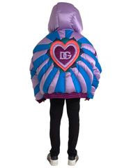Dolce & Gabbana Multicolor Heart Logo Hooded Puffer Jacket -   -  Dolce & Gabbana.