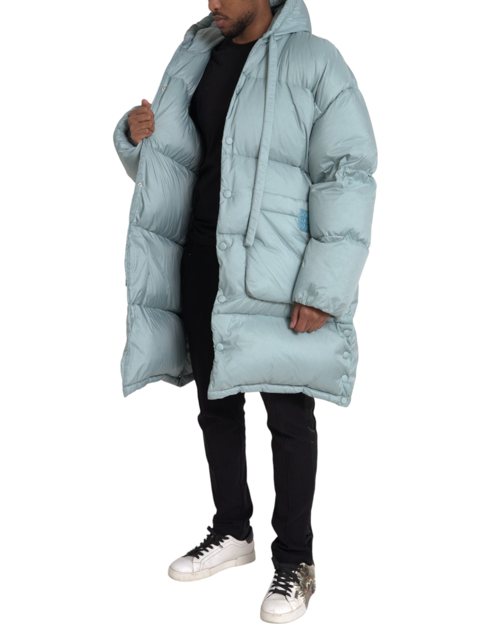 Dolce & Gabbana Light Blue Quilted Hooded Puffer Jacket Men -   -  Dolce & Gabbana. Dolce & Gabbana Light Blue Quilted Hooded Puffer Jacket Men -   -  Dolce & Gabbana.