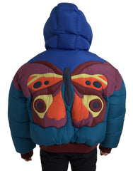 Dolce & Gabbana Multicolor Butterfly Hooded Puffer Jacket -   -  Dolce & Gabbana.