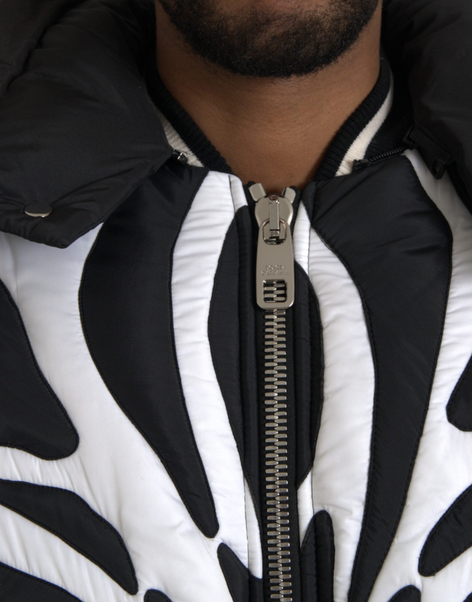 Dolce & Gabbana Black White Stripes Hooded Puffer Jacket -   -  Dolce & Gabbana. Dolce & Gabbana Black White Stripes Hooded Puffer Jacket -   -  Dolce & Gabbana.