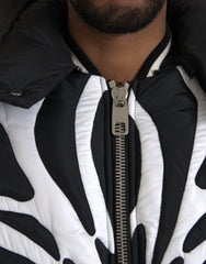Dolce & Gabbana Black White Stripes Hooded Puffer Jacket -   -  Dolce & Gabbana.