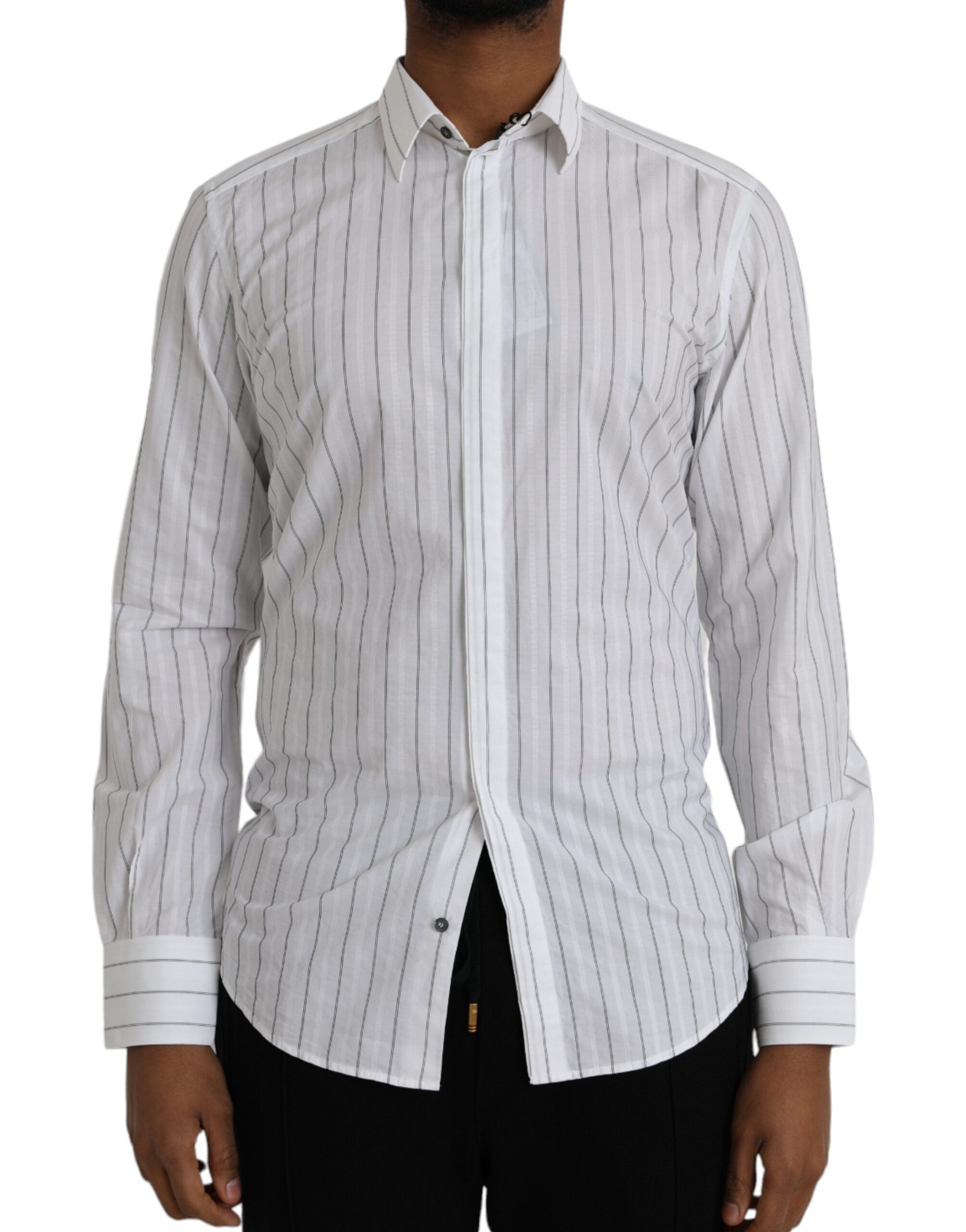 Dolce & Gabbana Black White Striped Formal Dress GOLD Shirt -   -  Dolce & Gabbana. Dolce & Gabbana Black White Striped Formal Dress GOLD Shirt -   -  Dolce & Gabbana.