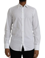 Dolce & Gabbana White Logo Cotton Men Dress GOLD Shirt - - Dolce & Gabbana.