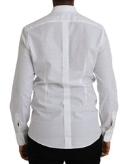 Dolce & Gabbana White Logo Cotton Men Dress GOLD Shirt - - Dolce & Gabbana.