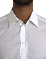 Dolce & Gabbana White Logo Cotton Men Dress GOLD Shirt - - Dolce & Gabbana.