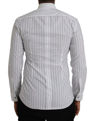 Dolce & Gabbana Black White Striped Formal Dress GOLD Shirt -   -  Dolce & Gabbana.
