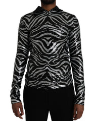 Dolce & Gabbana Black Silver Sequined Polyester Sweater -   -  Dolce & Gabbana.