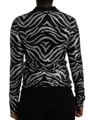 Dolce & Gabbana Black Silver Sequined Polyester Sweater -   -  Dolce & Gabbana.