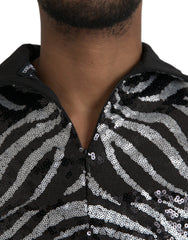 Dolce & Gabbana Black Silver Sequined Polyester Sweater -   -  Dolce & Gabbana.