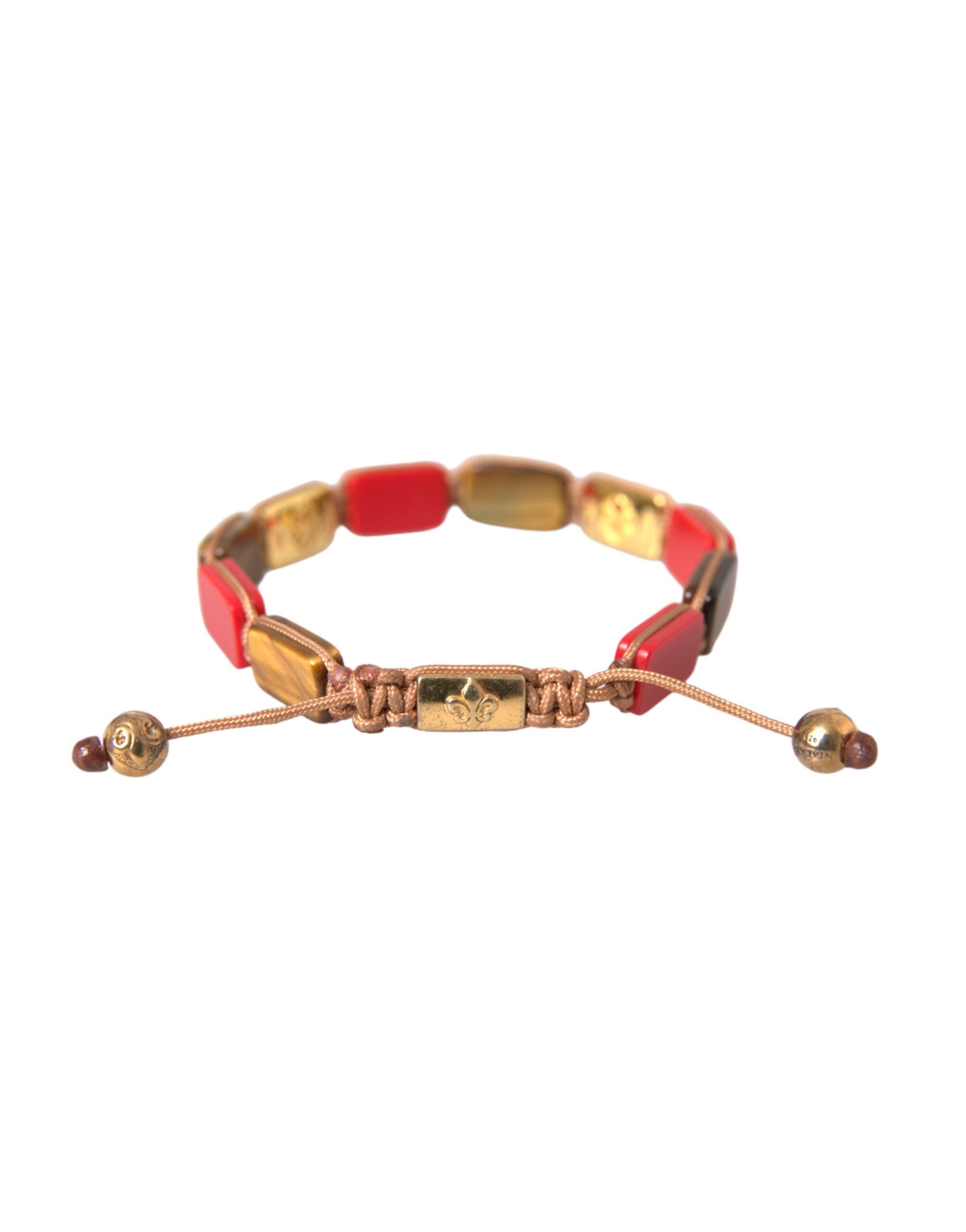Nialaya CZ Tiger Eye Red Coral 925 Silver Men Bracelet -   -  Nialaya.