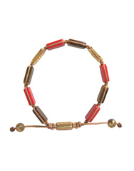 Nialaya CZ Tiger Eye Red Coral 925 Silver Men Bracelet -   -  Nialaya.