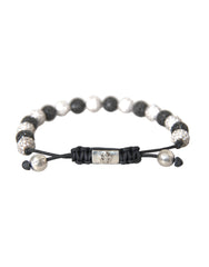 Nialaya CZ Crystal Ball Black White Beaded Bracelet -   -  Nialaya.