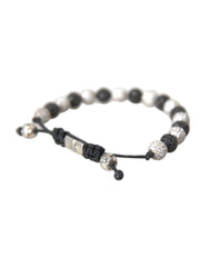 Nialaya CZ Crystal Ball Black White Beaded Bracelet -   -  Nialaya.