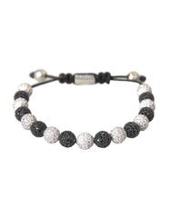 Nialaya CZ Crystal Ball Black White Beaded Bracelet -   -  Nialaya.