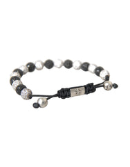 Nialaya CZ Crystal Ball Black White Beaded Bracelet -   -  Nialaya.
