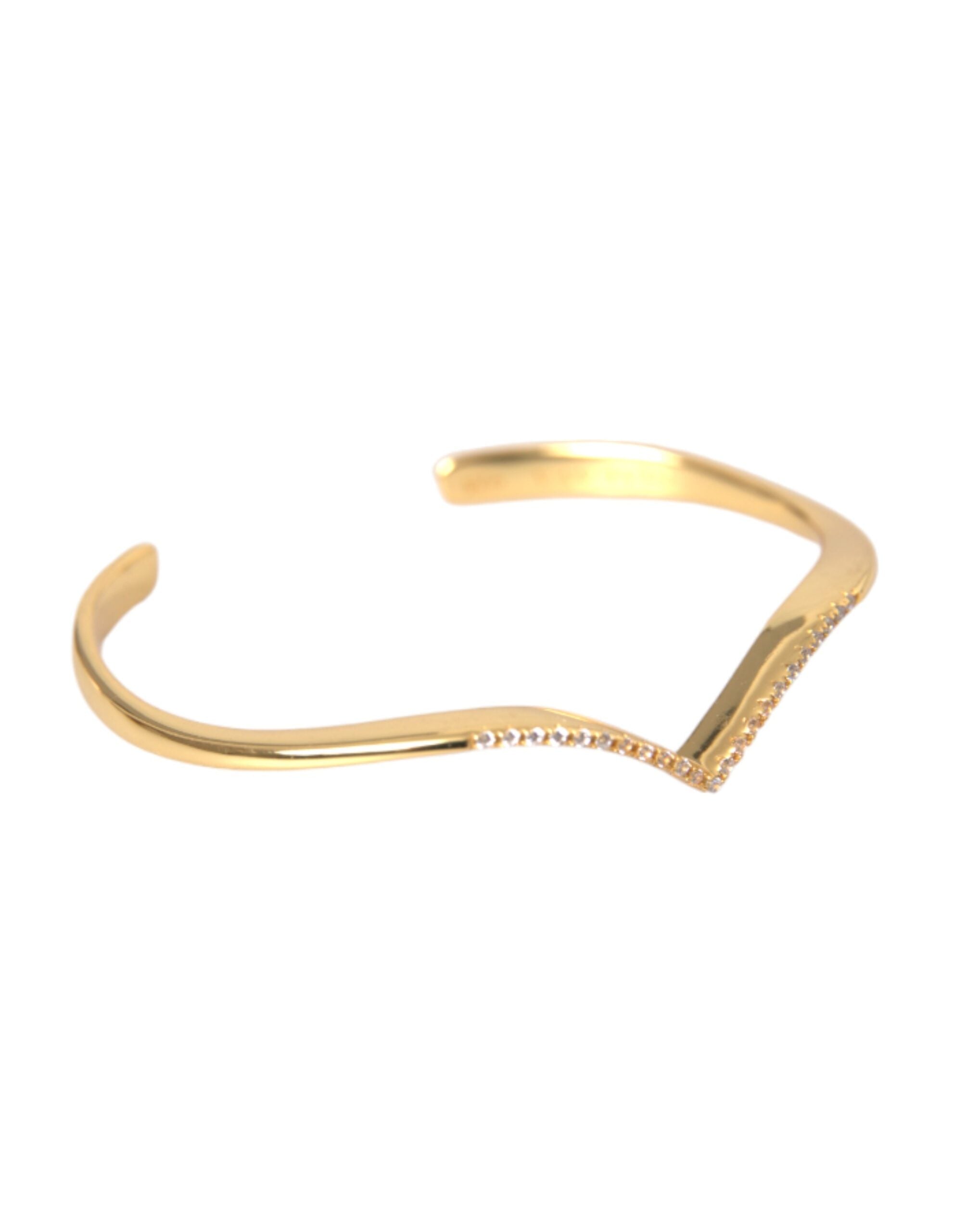 Nialaya Arched Wing Cuff Skyfall Gold CZ 925 Bracelet - - Nialaya.
