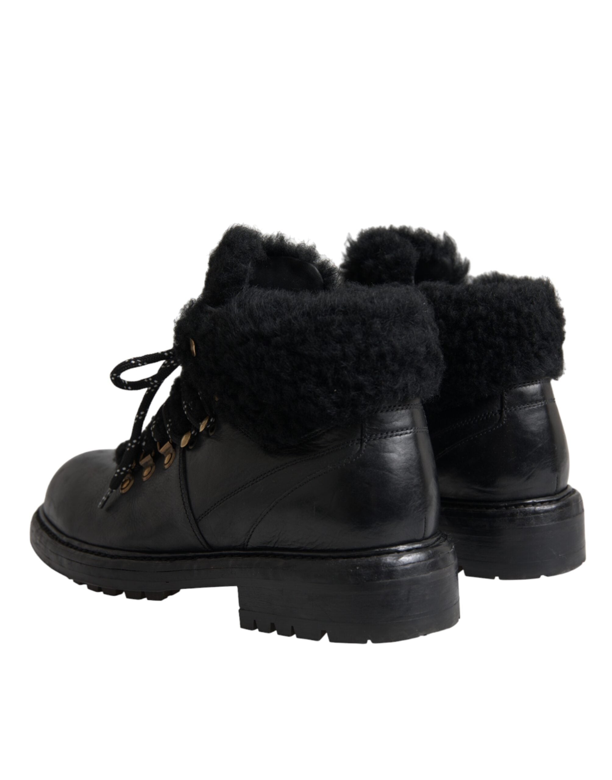 Dolce & Gabbana Black Leather Bernini Shearling Boots Shoes -   -  Dolce & Gabbana. Dolce & Gabbana Black Leather Bernini Shearling Boots Shoes -   -  Dolce & Gabbana.