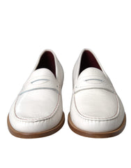 Dolce & Gabbana White Leather Slip On Mocassin Loafers Shoes -   -  Dolce & Gabbana.