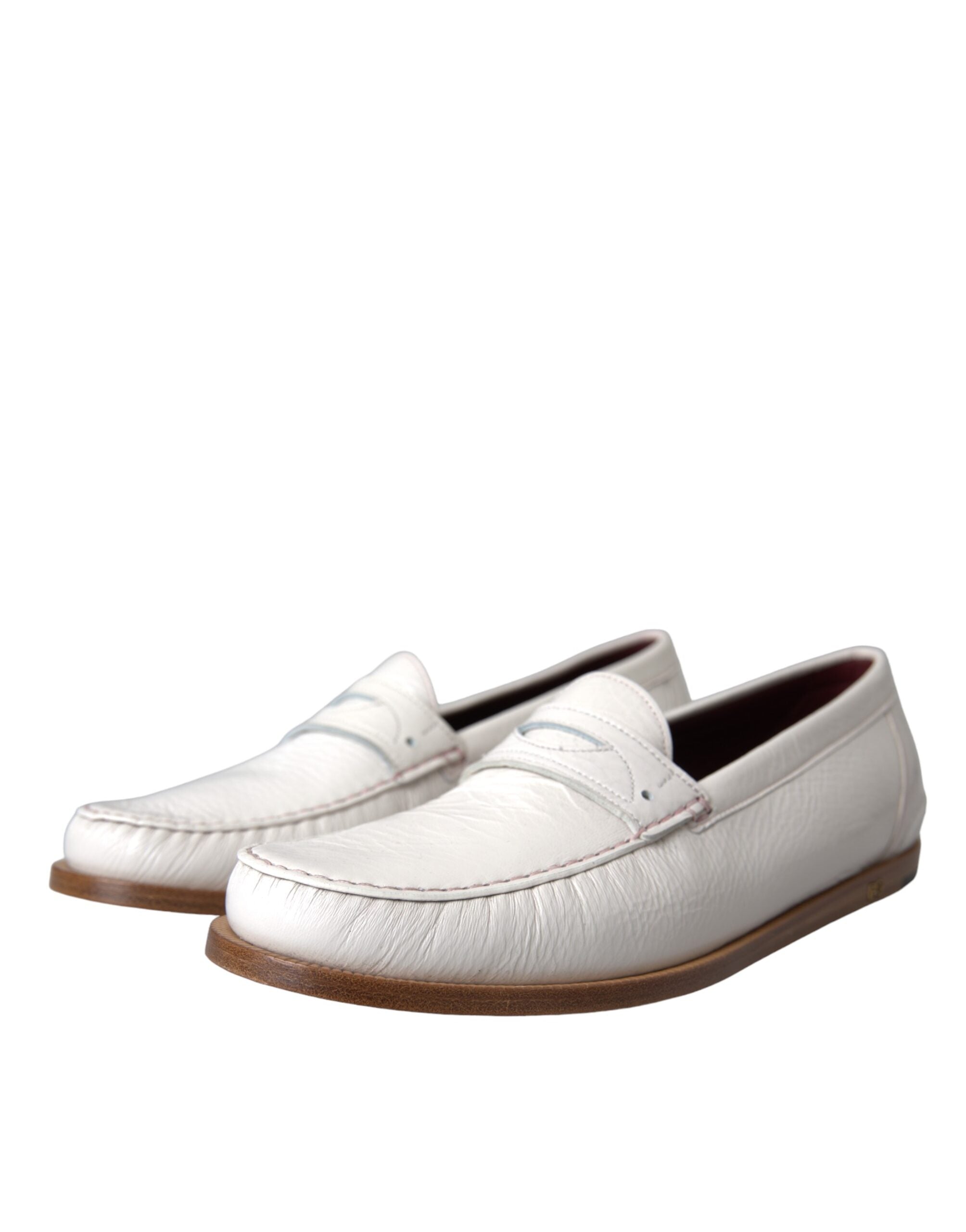 Dolce & Gabbana White Leather Slip On Mocassin Loafers Shoes -   -  Dolce & Gabbana. Dolce & Gabbana White Leather Slip On Mocassin Loafers Shoes -   -  Dolce & Gabbana.