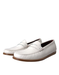 Dolce & Gabbana White Leather Slip On Mocassin Loafers Shoes -   -  Dolce & Gabbana.