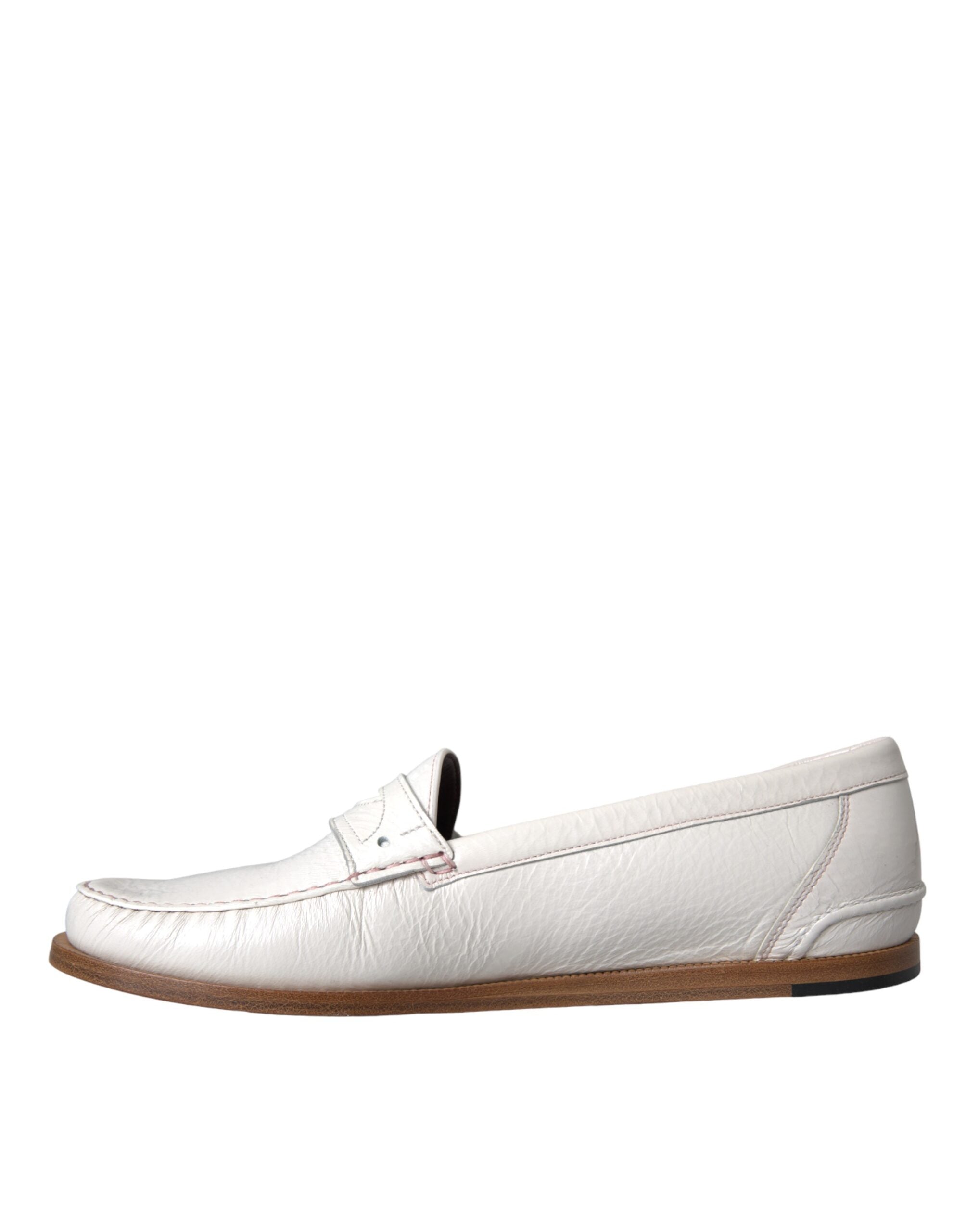 Dolce & Gabbana White Leather Slip On Mocassin Loafers Shoes -   -  Dolce & Gabbana. Dolce & Gabbana White Leather Slip On Mocassin Loafers Shoes -   -  Dolce & Gabbana.