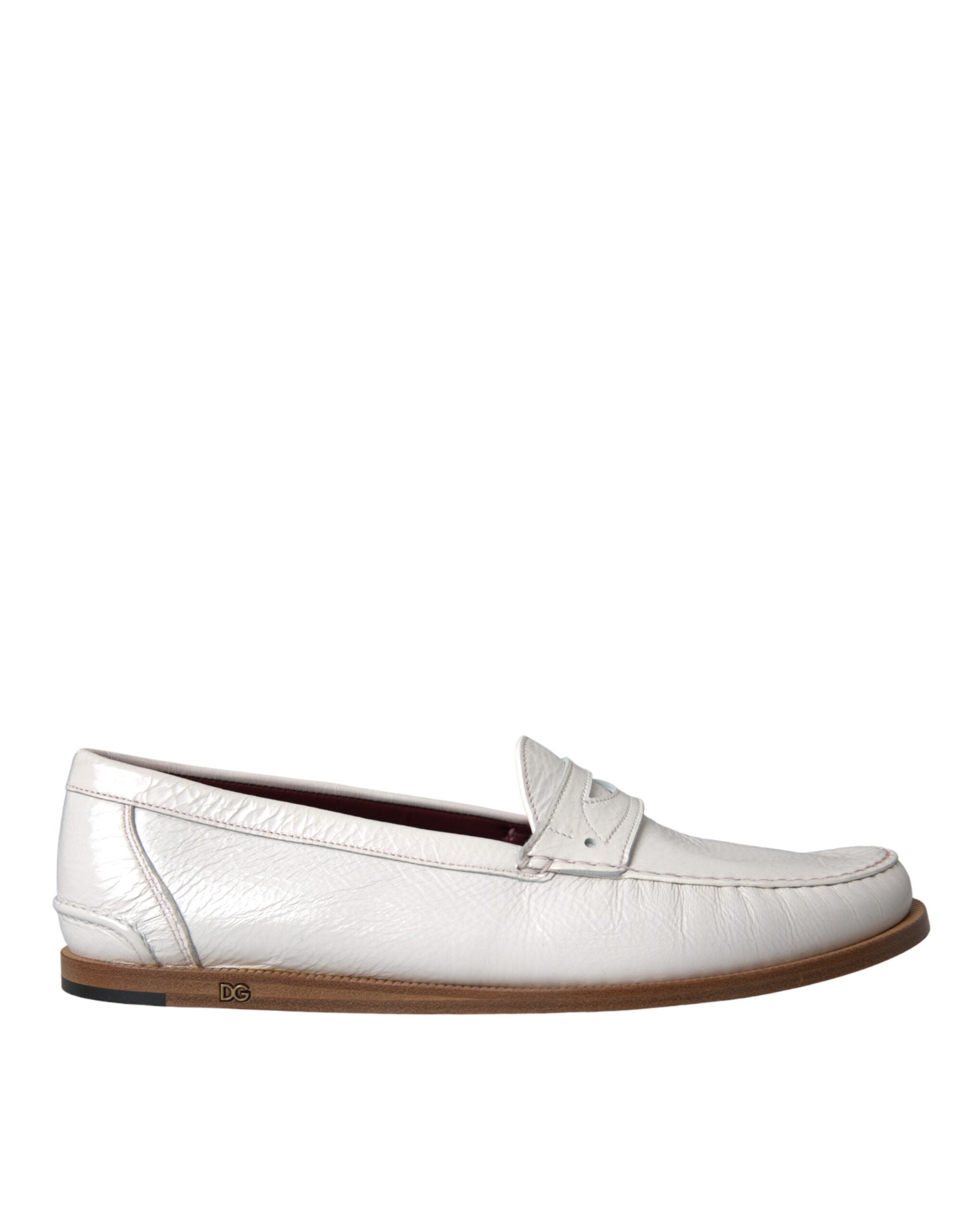 Dolce & Gabbana White Leather Slip On Mocassin Loafers Shoes -   -  Dolce & Gabbana.