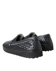 Dolce & Gabbana Black Woven Buffalo Leather Men Loafers Shoes -   -  Dolce & Gabbana.