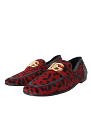 Dolce & Gabbana Red Black Leopard DG Loafers Formal Men Shoes -   -  Dolce & Gabbana.
