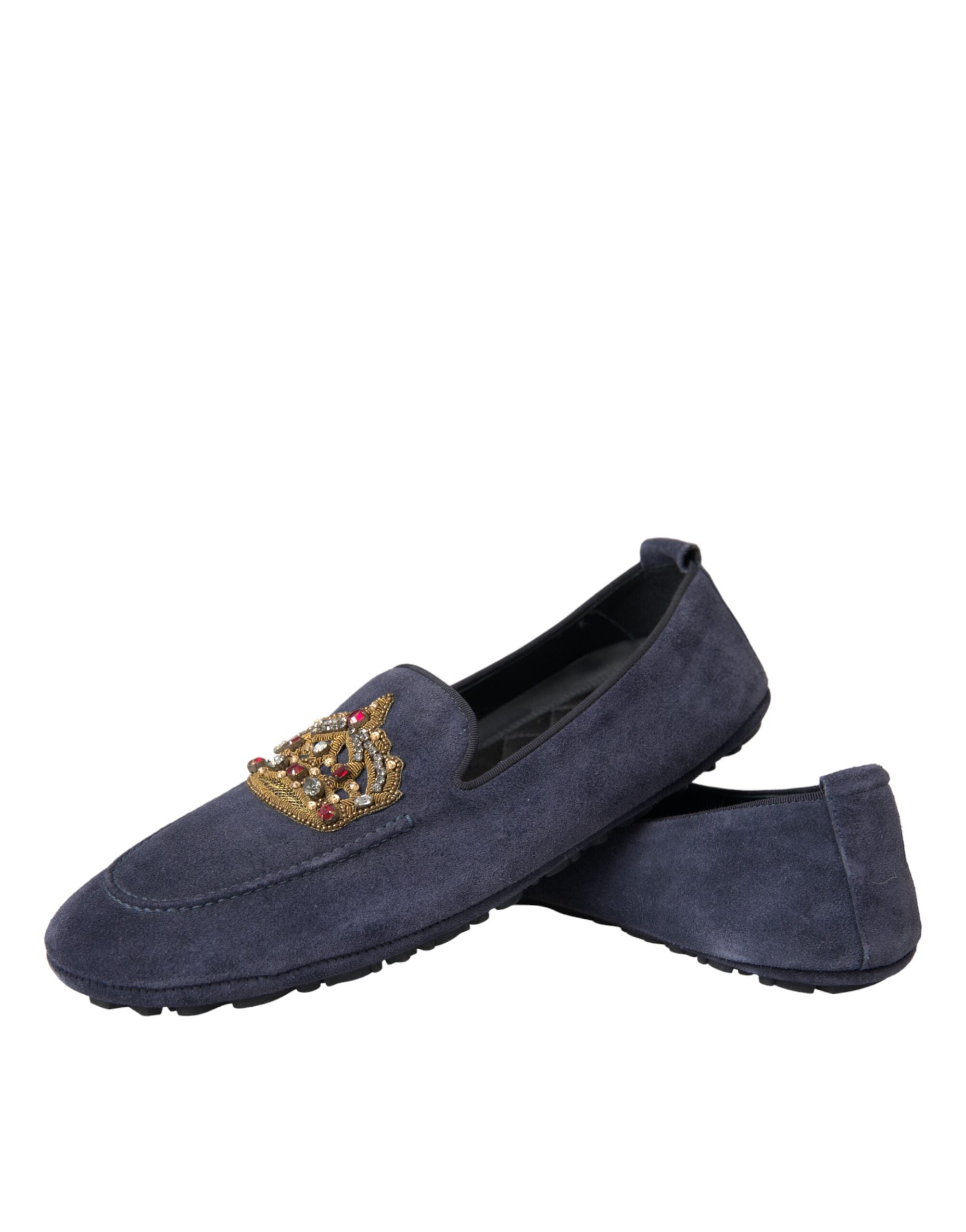 Dolce & Gabbana Blue Leather Suede Crystal Crown Loafers Shoes -   -  Dolce & Gabbana. Dolce & Gabbana Blue Leather Suede Crystal Crown Loafers Shoes -   -  Dolce & Gabbana.