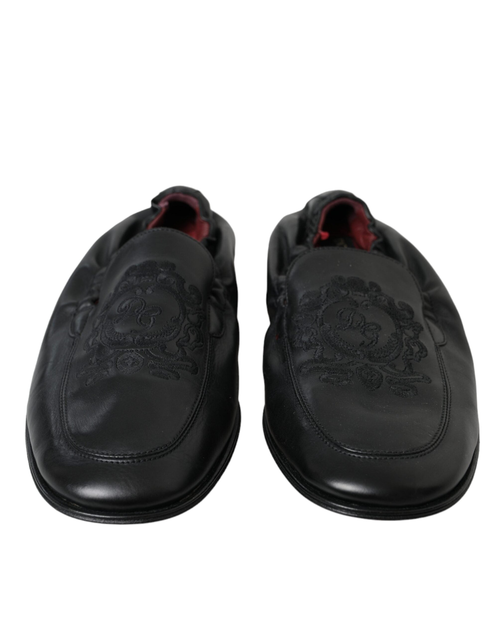 Dolce & Gabbana Black Logo Embroidered Leather Loafer Men Dress Shoes -   -  Dolce & Gabbana. Dolce & Gabbana Black Logo Embroidered Leather Loafer Men Dress Shoes -   -  Dolce & Gabbana.