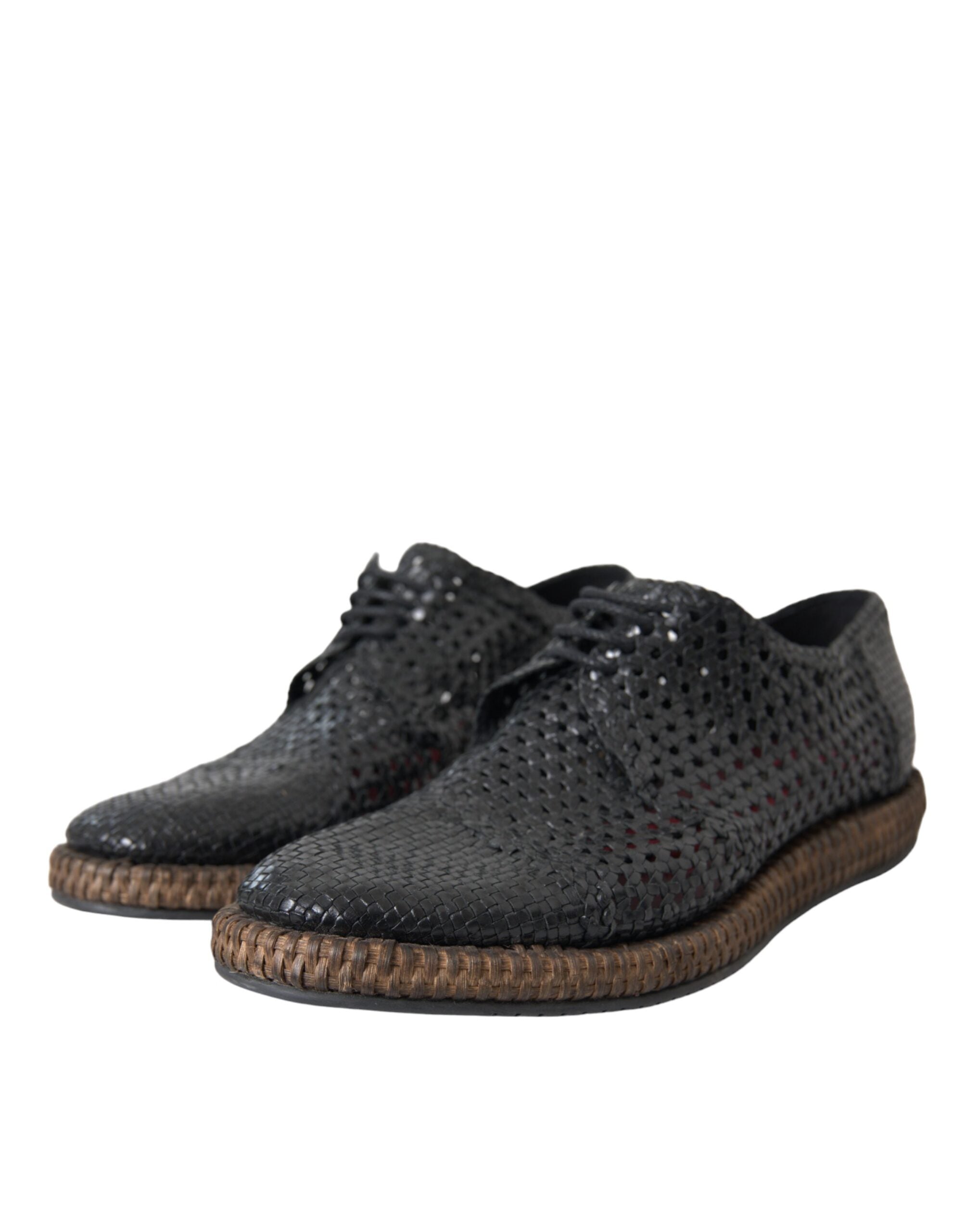 Dolce & Gabbana Black Woven Goat Leather Lace Up Derby Shoes -   -  Dolce & Gabbana. Dolce & Gabbana Black Woven Goat Leather Lace Up Derby Shoes -   -  Dolce & Gabbana.