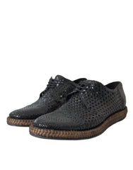 Dolce & Gabbana Black Woven Goat Leather Lace Up Derby Shoes -   -  Dolce & Gabbana.
