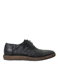 Dolce & Gabbana Black Woven Goat Leather Lace Up Derby Shoes -   -  Dolce & Gabbana.