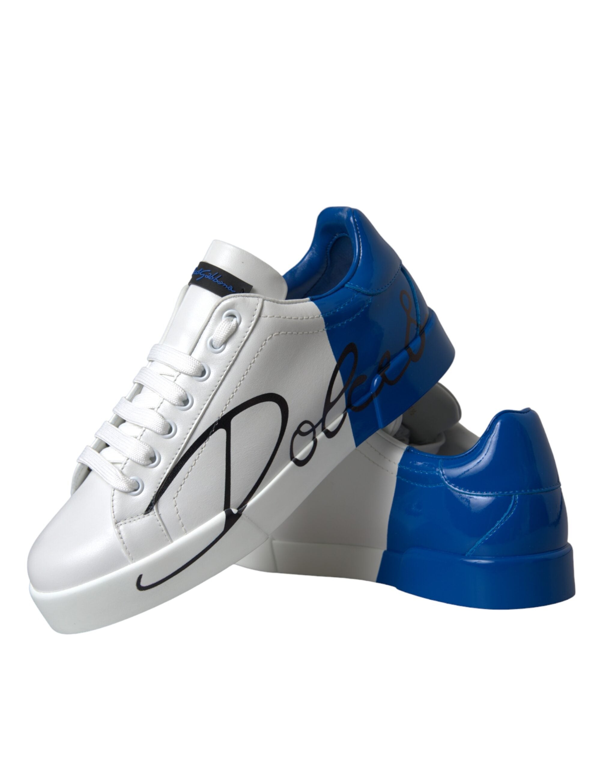 Dolce & Gabbana White Blue Leather Logo Low Top Sneakers Shoes -   -  Dolce & Gabbana. Dolce & Gabbana White Blue Leather Logo Low Top Sneakers Shoes -   -  Dolce & Gabbana.
